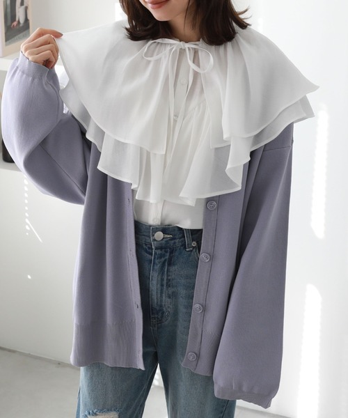 archives（アルシーヴ）の「総針編みミドルカーディガン（カーディガン/ボレロ・レディース・グリーン/ラベンダー/オレンジ/オフホワイト・MEDIUM）」の20枚目の写真