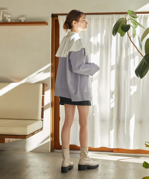 archives（アルシーヴ）の「総針編みミドルカーディガン（カーディガン/ボレロ・レディース・グリーン/ラベンダー/オレンジ/オフホワイト・MEDIUM）」の7枚目の写真