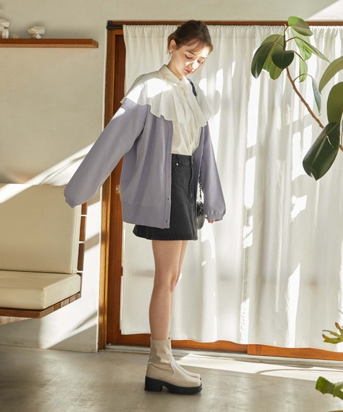 archives（アルシーヴ）の「総針編みミドルカーディガン（カーディガン/ボレロ・レディース・グリーン/ラベンダー/オレンジ/オフホワイト・MEDIUM）」の8枚目の写真