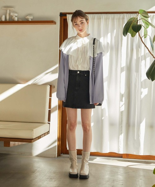 archives（アルシーヴ）の「総針編みミドルカーディガン（カーディガン/ボレロ・レディース・グリーン/ラベンダー/オレンジ/オフホワイト・MEDIUM）」の5枚目の写真