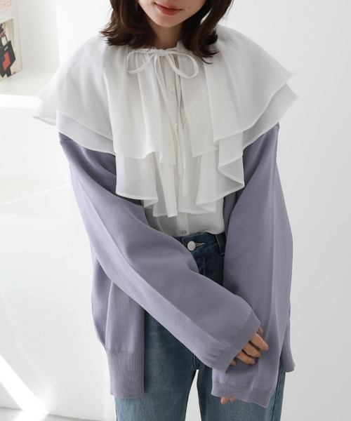 archives（アルシーヴ）の「総針編みミドルカーディガン（カーディガン/ボレロ・レディース・グリーン/ラベンダー/オレンジ/オフホワイト・MEDIUM）」の19枚目の写真