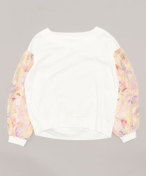 Q(キュー)の「フラワースリーブトップス(Tシャツ/カットソー・レディース・アイボリー/チャコールグレー・MEDIUM)」の5枚目の写真