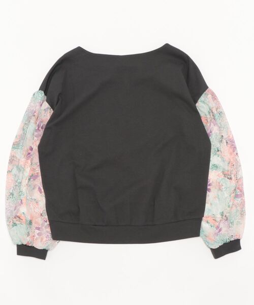 Q(キュー)の「フラワースリーブトップス(Tシャツ/カットソー・レディース・アイボリー/チャコールグレー・MEDIUM)」の7枚目の写真