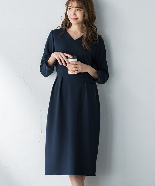 ketty（ケティ）の「ハイストレッチジョーゼット長袖ワンピース ≪手洗い可能≫（ワンピース・レディース・ブラック/ベージュ/ネイビー/ライトグレー/ピンク・M/L/S）」の5枚目の写真