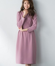 ハイストレッチジョーゼット長袖ワンピース ≪手洗い可能≫