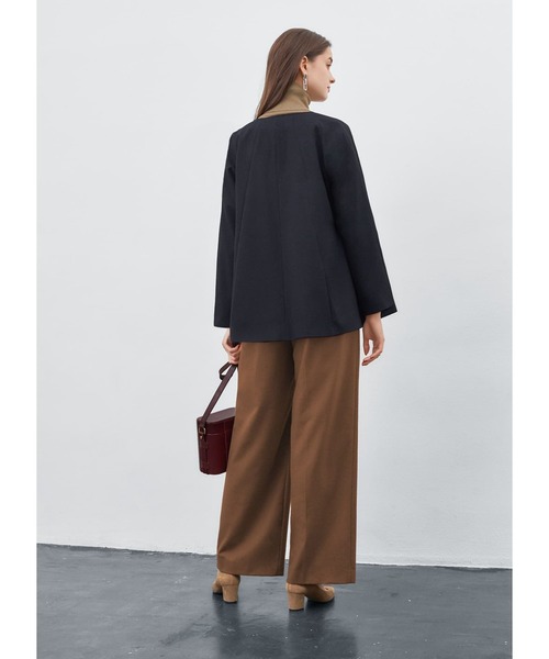 STYLE DELI(スタイルデリ)の「【Made in JAPAN】Aラインノーカラージップ ジャケット(ノーカラージャケット・レディース・グリーン/ネイビー/グレイッシュベージュ・FREE)」の9枚目の写真