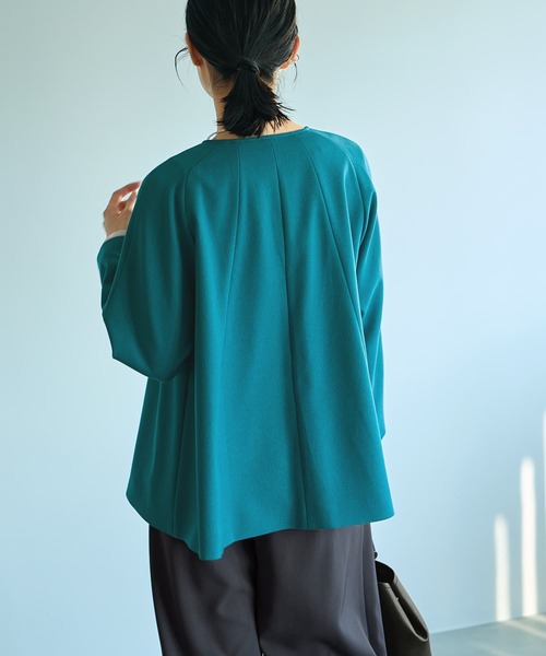 STYLE DELI(スタイルデリ)の「【Made in JAPAN】Aラインノーカラージップ ジャケット(ノーカラージャケット・レディース・グリーン/ネイビー/グレイッシュベージュ・FREE)」の13枚目の写真