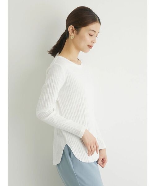 Petit fleur（プチフルール）の「・Petit　Fleur　クルーネックリブロンT（Tシャツ/カットソー・レディース・オフホワイト/ブラック/ライトグレー/イエロー・FREE）」の5枚目の写真