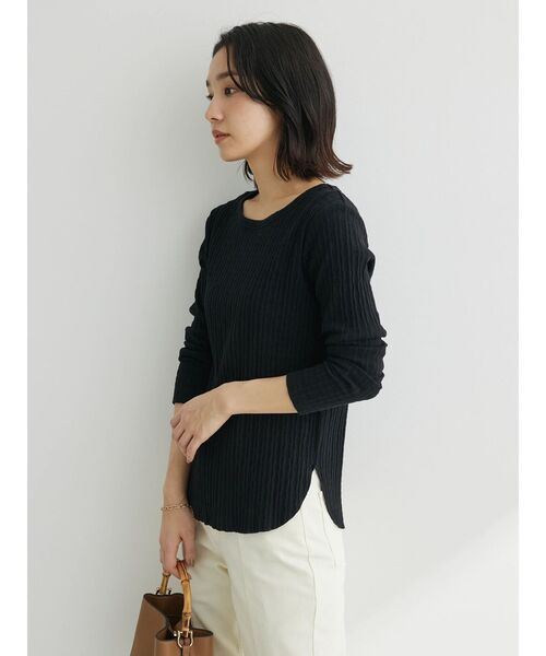 Petit fleur（プチフルール）の「・Petit　Fleur　クルーネックリブロンT（Tシャツ/カットソー・レディース・オフホワイト/ブラック/ライトグレー/イエロー・FREE）」の11枚目の写真