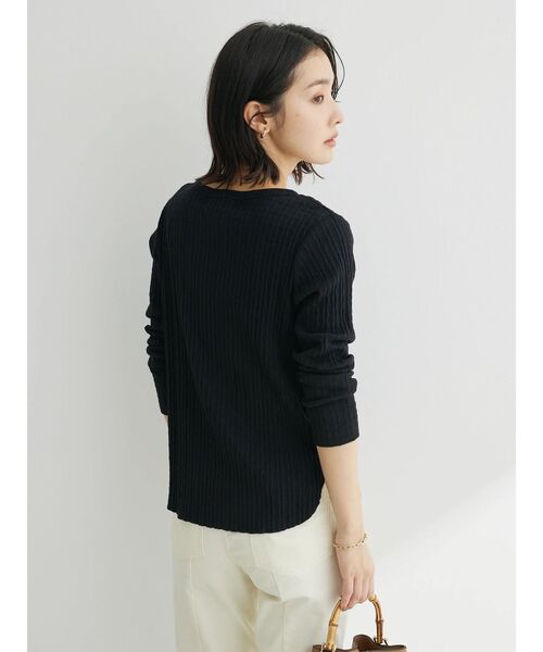 Petit fleur（プチフルール）の「・Petit　Fleur　クルーネックリブロンT（Tシャツ/カットソー・レディース・オフホワイト/ブラック/ライトグレー/イエロー・FREE）」の13枚目の写真