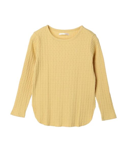 Petit fleur（プチフルール）の「・Petit　Fleur　クルーネックリブロンT（Tシャツ/カットソー・レディース・オフホワイト/ブラック/ライトグレー/イエロー・FREE）」の4枚目の写真
