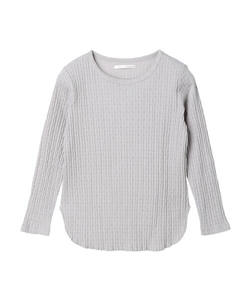 Petit fleur（プチフルール）の「・Petit　Fleur　クルーネックリブロンT（Tシャツ/カットソー・レディース・オフホワイト/ブラック/ライトグレー/イエロー・FREE）」の3枚目の写真