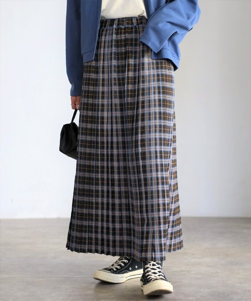 EASEBLUE（イーズブルー）の「カラフルチェックプリーツスカート（スカート・レディース・ブラック/ベージュ/オレンジ・FREE）」の2枚目の写真