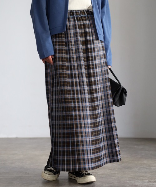 EASEBLUE（イーズブルー）の「カラフルチェックプリーツスカート（スカート・レディース・ブラック/ベージュ/オレンジ・FREE）」の13枚目の写真