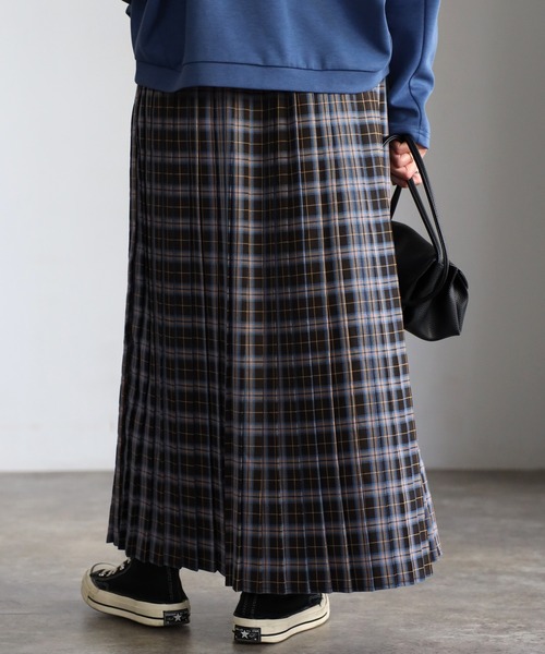EASEBLUE（イーズブルー）の「カラフルチェックプリーツスカート（スカート・レディース・ブラック/ベージュ/オレンジ・FREE）」の16枚目の写真