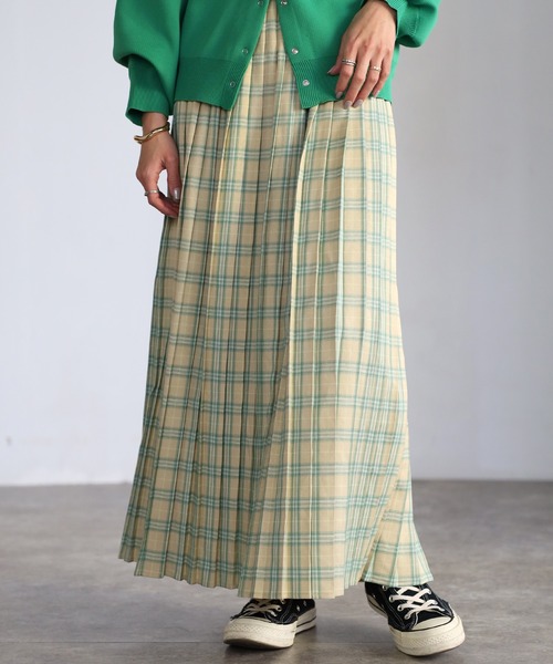 EASEBLUE（イーズブルー）の「カラフルチェックプリーツスカート（スカート・レディース・ブラック/ベージュ/オレンジ・FREE）」の19枚目の写真