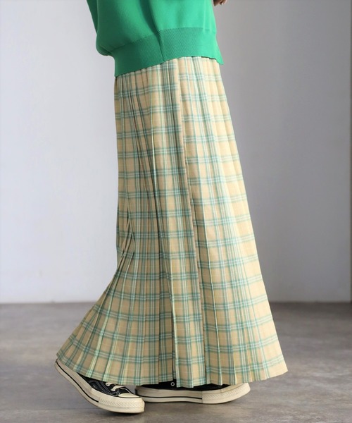 EASEBLUE（イーズブルー）の「カラフルチェックプリーツスカート（スカート・レディース・ブラック/ベージュ/オレンジ・FREE）」の4枚目の写真