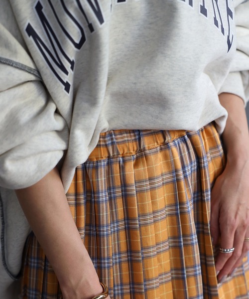 EASEBLUE（イーズブルー）の「カラフルチェックプリーツスカート（スカート・レディース・ブラック/ベージュ/オレンジ・FREE）」の5枚目の写真