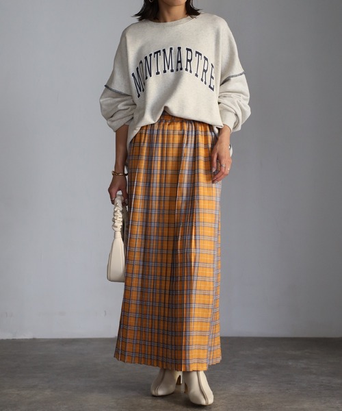 EASEBLUE（イーズブルー）の「カラフルチェックプリーツスカート（スカート・レディース・ブラック/ベージュ/オレンジ・FREE）」の10枚目の写真