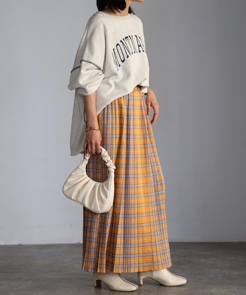 EASEBLUE（イーズブルー）の「カラフルチェックプリーツスカート（スカート・レディース・ブラック/ベージュ/オレンジ・FREE）」の18枚目の写真