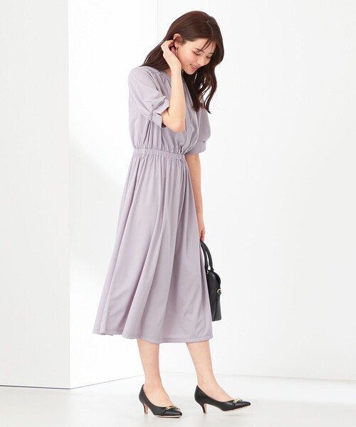 ANY SIS(エニィスィス)の「【接触冷感・吸水速乾・UVケア】エアリードレープスムース ワンピース(ワンピース・レディース・ライラック系/ネイビー系1/ネイビー系・2/3/1)」の7枚目の写真
