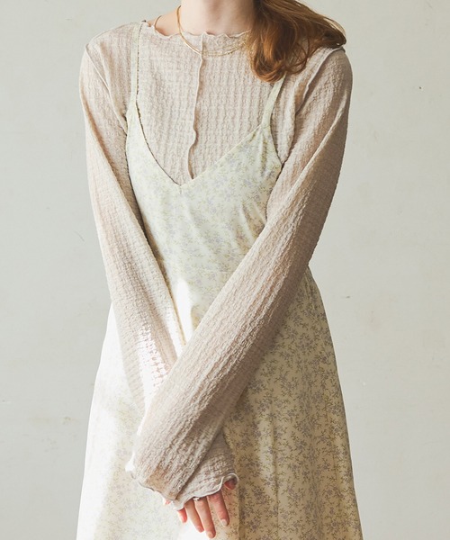 Crisp（クリスプ）の「ジャカードメロウTシャツ（Tシャツ/カットソー・レディース・ブルー/アイボリー/アッシュ・FREE）」の16枚目の写真