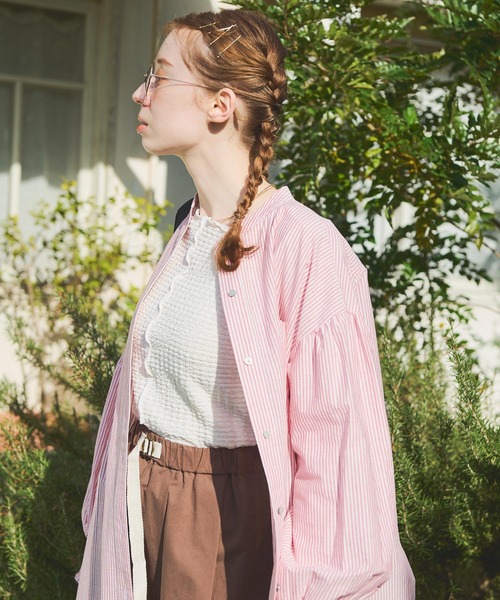 Crisp（クリスプ）の「ジャカードメロウTシャツ（Tシャツ/カットソー・レディース・ブルー/アイボリー/アッシュ・FREE）」の17枚目の写真