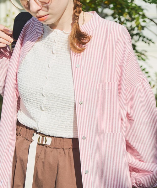 Crisp（クリスプ）の「ジャカードメロウTシャツ（Tシャツ/カットソー・レディース・ブルー/アイボリー/アッシュ・FREE）」の6枚目の写真