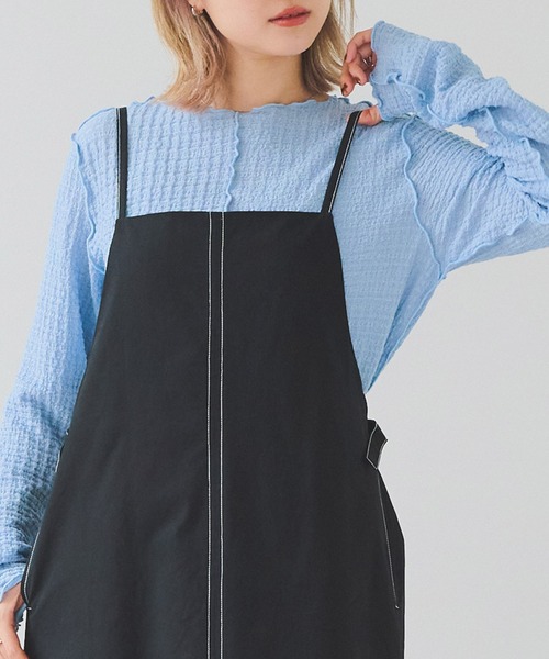 Crisp（クリスプ）の「ジャカードメロウTシャツ（Tシャツ/カットソー・レディース・ブルー/アイボリー/アッシュ・FREE）」の11枚目の写真