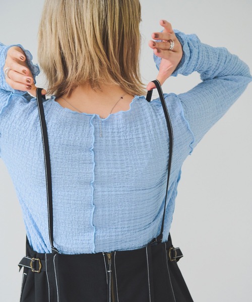 Crisp（クリスプ）の「ジャカードメロウTシャツ（Tシャツ/カットソー・レディース・ブルー/アイボリー/アッシュ・FREE）」の15枚目の写真