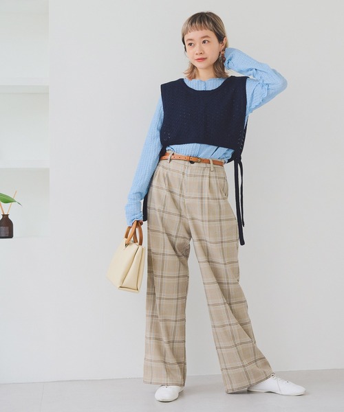 Crisp（クリスプ）の「ジャカードメロウTシャツ（Tシャツ/カットソー・レディース・ブルー/アイボリー/アッシュ・FREE）」の4枚目の写真