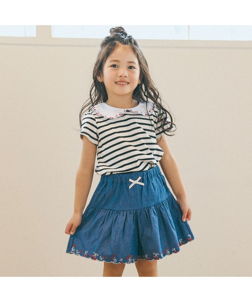 SLAP SLIP(スラップスリップ)の「SLAPSLIP/スカラップ襟チェリー刺繍半袖Tシャツ(80~130cm)(Tシャツ/カットソー・キッズ・ブラック系その他/レッド/ホワイト・130/120/80/110/100/90)」の5枚目の写真