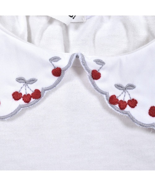 SLAP SLIP(スラップスリップ)の「SLAPSLIP/スカラップ襟チェリー刺繍半袖Tシャツ(80~130cm)(Tシャツ/カットソー・キッズ・ブラック系その他/レッド/ホワイト・130/120/80/110/100/90)」の9枚目の写真