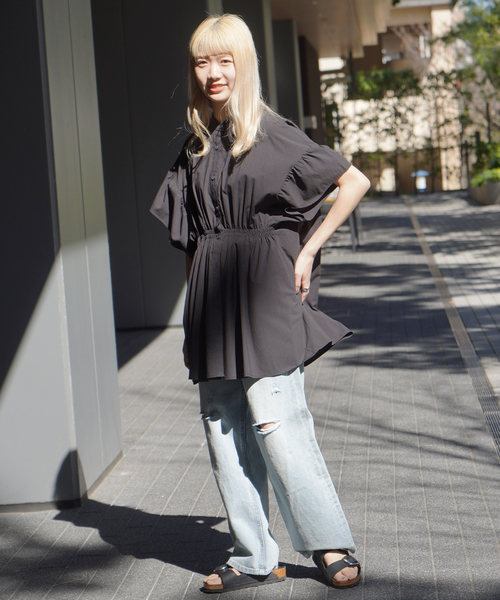 JOINT WORKS（ジョイントワークス）の「【COMMRE/コムル】裾フリル シャーリングブラウス（シャツ/ブラウス・レディース・ホワイト/ブラック・FREE）」の18枚目の写真