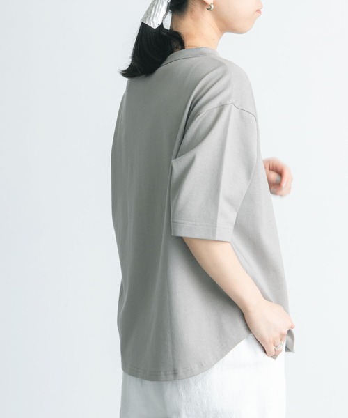 FORK&SPOON(フォークアンドスプーン)の「FORK&SPOON ボトルネック5分袖Tシャツ(Tシャツ/カットソー・レディース・ブラック/ベージュ/ブルー系その他/ホワイト/グレー・1)」の6枚目の写真