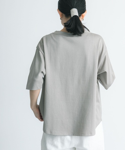 FORK&SPOON(フォークアンドスプーン)の「FORK&SPOON ボトルネック5分袖Tシャツ(Tシャツ/カットソー・レディース・ブラック/ベージュ/ブルー系その他/ホワイト/グレー・1)」の10枚目の写真