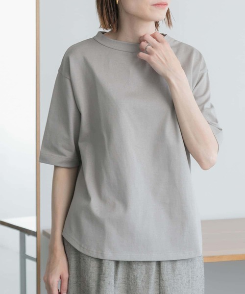 FORK&SPOON(フォークアンドスプーン)の「FORK&SPOON ボトルネック5分袖Tシャツ(Tシャツ/カットソー・レディース・ブラック/ベージュ/ブルー系その他/ホワイト/グレー・1)」の7枚目の写真