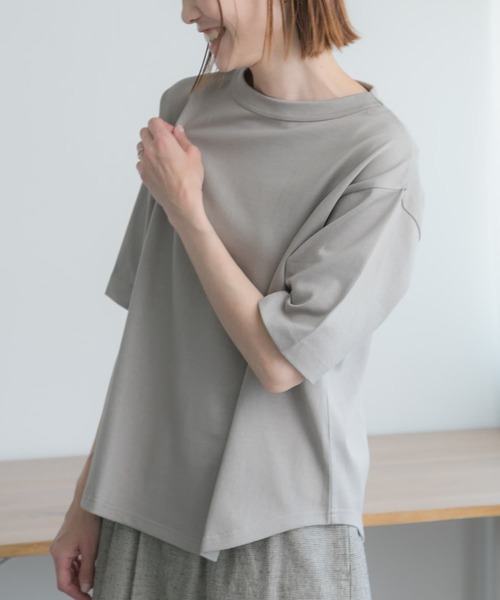 FORK&SPOON(フォークアンドスプーン)の「FORK&SPOON ボトルネック5分袖Tシャツ(Tシャツ/カットソー・レディース・ブラック/ベージュ/ブルー系その他/ホワイト/グレー・1)」の11枚目の写真