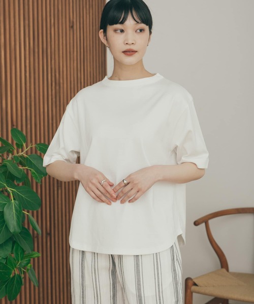 FORK&SPOON(フォークアンドスプーン)の「FORK&SPOON ボトルネック5分袖Tシャツ(Tシャツ/カットソー・レディース・ブラック/ベージュ/ブルー系その他/ホワイト/グレー・1)」の16枚目の写真