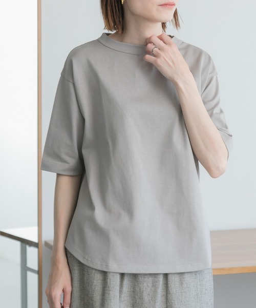 FORK&SPOON(フォークアンドスプーン)の「FORK&SPOON ボトルネック5分袖Tシャツ(Tシャツ/カットソー・レディース・ブラック/ベージュ/ブルー系その他/ホワイト/グレー・1)」の3枚目の写真