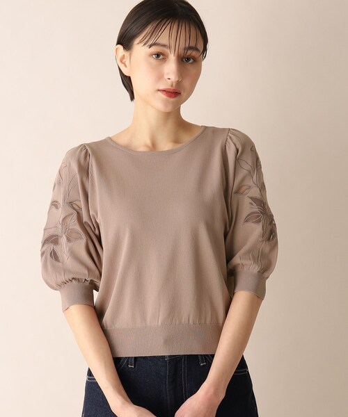 OPAQUE.CLIP（オペークドットクリップ）の「◆アンサンブル対応 刺繍チュールスリーブニット【洗濯機洗い可】（ニット/セーター・レディース・サンドベージュ/ホワイト系/ライトブルー・36/38/40）」の18枚目の写真
