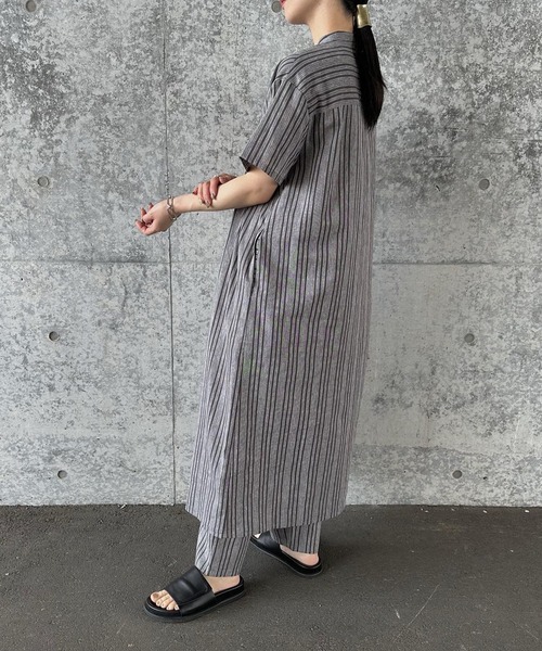 select MOCA by son（セレクトモカバイソン）の「ストライプセンタータックパンツ（スラックス・レディース・グレー/ブラック/ブラウン・FREE）」の6枚目の写真