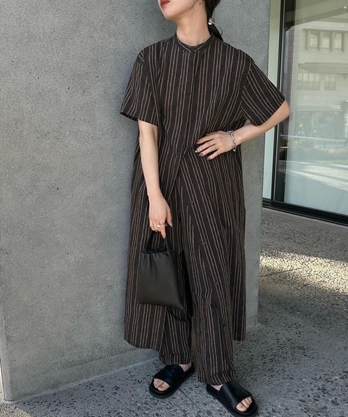 select MOCA by son（セレクトモカバイソン）の「ストライプセンタータックパンツ（スラックス・レディース・グレー/ブラック/ブラウン・FREE）」の21枚目の写真