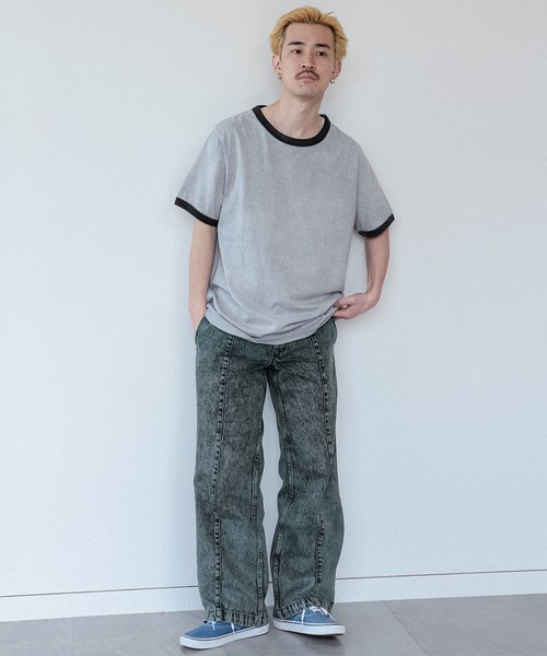 BEAMS（ビームス）の「BEAMS / フェード リンガーTシャツ（Tシャツ/カットソー・メンズ・ホワイト/グレー系その他・S/M/L/XL）」の3枚目の写真