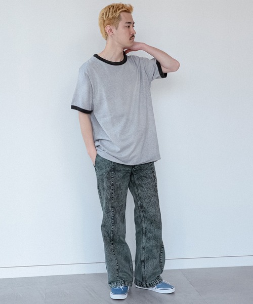 BEAMS（ビームス）の「BEAMS / フェード リンガーTシャツ（Tシャツ/カットソー・メンズ・ホワイト/グレー系その他・S/M/L/XL）」の4枚目の写真