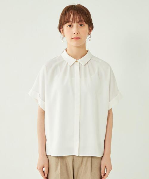 未使用★グリーンレーベルリラクシング 接触冷感 襟付きワイドスリーブシャツ green label relaxing（グリーンレーベルリラクシング）の「襟