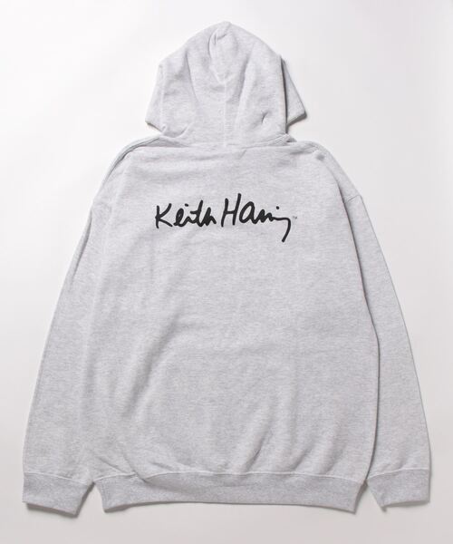 Keith Haring（キース・ヘリング）の「【 Keith Haring / キースへリング 】 "Figure Holding Radiant Baby" P/O パーカー（パーカー・メンズ・グレー/ホワイト/ブラック・L/XL/M）」の4枚目の写真