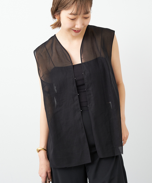 plage（プラージュ）の「【R’IAM】ノースリーブ ブラウス（シャツ/ブラウス・レディース・アイボリー/ブラック・FREE）」の2枚目の写真