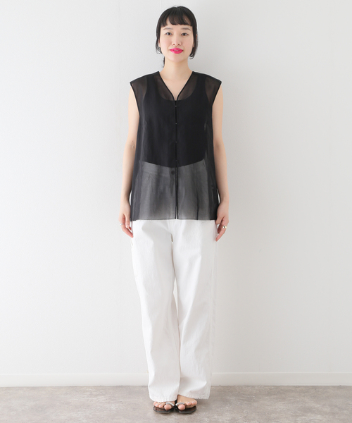 plage（プラージュ）の「【R’IAM】ノースリーブ ブラウス（シャツ/ブラウス・レディース・アイボリー/ブラック・FREE）」の8枚目の写真