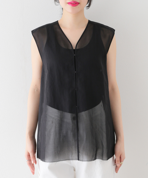 plage（プラージュ）の「【R’IAM】ノースリーブ ブラウス（シャツ/ブラウス・レディース・アイボリー/ブラック・FREE）」の3枚目の写真